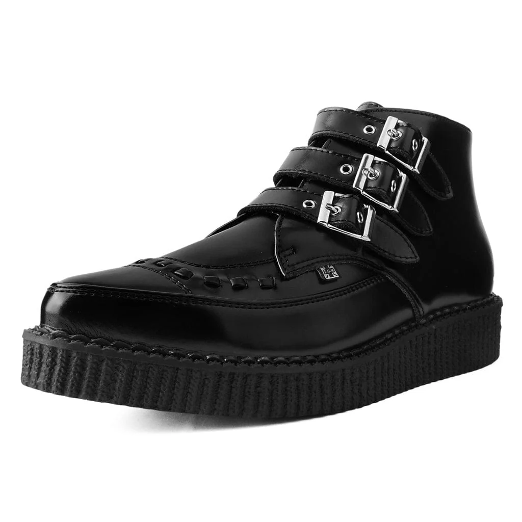 Pointed Creeper 3 Buckle Boot Black Leather - Image 4